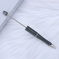 Matte dark grey DIY beaded ballpoint pen with sleek silver metal rod and tapered tip - Glazed Grey