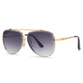 Occhiali da sole aviator retrò punk con montatura in metallo dorato a doppio ponte e lenti sfumate - Montatura Oro Doppio Grigio