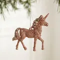 Sparkling rose gold unicorn Christmas ornament with glitter finish for festive tree decor - Unicorn Design