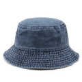 Cappello bucket in denim lavato classico blu vintage con cuciture rinforzate e occhielli - Taglia unica / Blu Denim