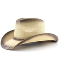Cappello da cowboy classico in paglia con sfumatura vintage e tesa larga arrotolata - M(56-58cm) / Beige
