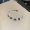 Macro di bracciale in argento con zirconi ovali viola ed effetto di luce scintillante - Viola