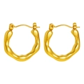 Minimalist gold-plated irregular wavy hoop earrings with high-polish metallic finish - Irregular Ripple Circle Buckle