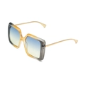 Oversized square sunglasses with gradient blue lenses and amber transparent frame - Large Square Frame / Grey Yellow Frame Blue Yellow Lenses
