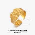 18K gold plated stainless steel knot ring, 2g adjustable wide geometric band - Woven Knot Style (ZN082) / Gold
