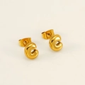 Boucles d'oreilles clous lettre C en acier titane plaqué or 18 carats pour femme - Lettre C