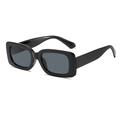 Modern rectangular sunglasses with thick black frame and dark grey lenses in 45-degree view - Black Frame Grey Lens