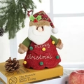 Plush Santa doll Christmas gift bag in festive red and green with embroidery - Christmas Tree Shape Santa Bag