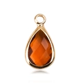 Golden teardrop charm with a faceted orange December birthstone for jewelry DIY - Gold - July
