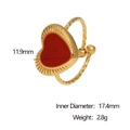 Detail showing red enamel heart ring with 11.9mm width and 17.4mm inner diameter dimensions - Red