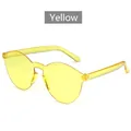 Retro frameless yellow jelly transparent one-piece cat eye sunglasses with resin frames - Light Yellow
