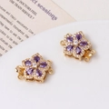 Macro detail of gold flower clasp with purple zircon stones for jewelry making - 02# Purple Double-Row Clasp