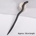 Minimalist black ebony wood hair pin with elegant wave design and 18cm length - Heavenly Branch