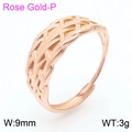 Anello aperto a maglia intrecciata da 9mm in acciaio al titanio oro rosa regolabile - Stile Intrecciato Oro Rosa (KR107650-KFC)