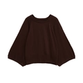 Donkerbruine oversized gebreide trui met brede mouwen en geribbelde boorden op wit - S / koffiekleur