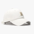Casquette de baseball en coton blanc avec lettre R brodée beige et visière courbée pour le soleil - Réglable / Blanc
