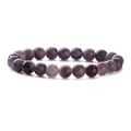 Natural purple stone bead bracelet with smooth round beads on a clean white background - Purple
