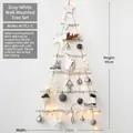 DIY wall hanging wooden Christmas tree with LED lights and white rustic ornaments - Grey & White Decor Accessories Bag 90cm