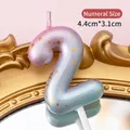 Gradient pink and blue number 2 birthday candle with gold glitter and pearl finish - Number Candle Pink-Lake Blue Gradient-2