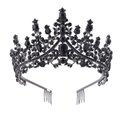 Close-up of black crystal bridal tiara with side combs for secure hair styling - Hair Comb Style Black Base Black Rhinestone