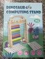 Abaco a forma di dinosauro in legno con perle colorate e schede per calcolo matematico - Grande pallottoliere portatile dinosauro