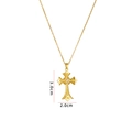 Gold plated stainless steel cross necklace with cubic zirconia, pendant size 3.0cm by 2.0cm - Gold Cross (A632)