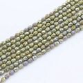 Polished olive green strawberry faceted waterdrop glass beads for DIY jewelry making - 4*5mm (Approx 95pcs/strand) / Army Green AB