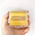 Thick square yellow makeup puff with ribbon handle and transparent storage box - Marshmallow Yellow (L) Boxed