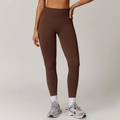 Deep brown high-waisted seamless yoga leggings for women with matte finish - Coffee