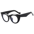 Modische schwarze Cat-Eye Brille mit hellblauen Gläsern und dickem Acetatrahmen - Glänzender schwarzer Rahmen Anti-Blaulicht-Klarglas