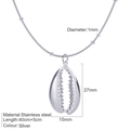 Silver stainless steel conch shell pendant on snake bone chain necklace - Steel-Shell Necklace (S11)
