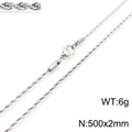 Silver twisted rope chain necklace in 500x2mm size with lobster clasp for men and women - 2mm / 50cm / Steel