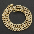 Collana a catena cubana dorata da 13mm con cristalli scintillanti per uomo hip hop - 24 pollici / Oro