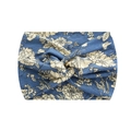 Elastic wide floral yoga headband with vintage blue flower pattern and knot detail - 11-Sky Blue Large Floral