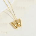 Chic 14K gold plated 3D balloon initial W pendant necklace on delicate chain - Letter W
