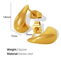 Gold plated stainless steel water drop earrings with mirror polish finish for women - Gold (Large/EH248)
