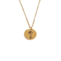 Collier en acier inoxydable doré avec pendentif circulaire gravé d'un motif floral - Mars