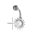 Surgical steel navel ring featuring a sunflower zircon pendant with a length of 1.01cm - Silver Sunflower (0199-3# Silver)