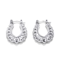 Silver heart-shaped textured hoop earrings with retro aesthetic and click-top closure - Heart-Shaped Pleated Texture Style (MS-219 Steel)