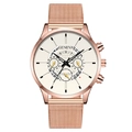 Fashionable men's quartz watch with rose gold mesh strap and cream dial in a studio shot - Rose Gold Band White Dial