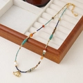French romantic beaded necklace with golden elephant pendant and colorful Czech beads - Colorful Elephant Pendant
