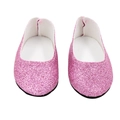 Pink sequin flat shoes for 18 inch dolls with high-density glitter and round toe - Glitter Pink