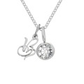 Ciondolo per collana con lettera B in acciaio inossidabile argento e gemma bianca - Lettera B / Argento