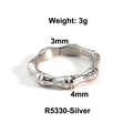 Bambus-Textur Ring aus Edelstahl in Silber, 3mm und 4mm minimalistischer Schmuck - US 6 / Bambus-Stil / Silber