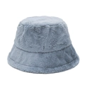 Detailansicht der weichen blau-grauen Plüschtextur dieses warmen Winter-Anglerhutes - M (56-58cm) / Grau