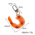 Realistischer orangefarbener PVC-Garnelen Schlüsselanhänger mit D-Ring-Schnalle 13g - Gegrilltes Garnelenfleisch - Mit Schnalle