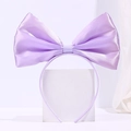 Big lavender purple satin bow headband for girls, elegant hair accessory for parties - Purple