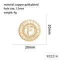 Detail of a 20mm gold-plated letter F pendant with micro-pave cubic zirconia stones - Letter F
