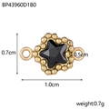 Golden stainless steel star pendant with black enamel inlay and side connector rings - BP43960D1B0-Black Star Linker