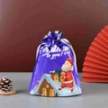 Purple Christmas drawstring gift bag with Santa Claus pattern and festive decorations - 23*30.5cm Noble Purple Color Scheme